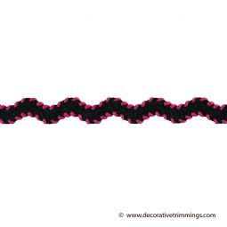 1/2 Inch Black Fuchsia Multi Rick Rack