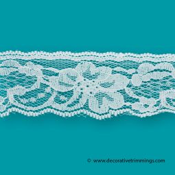 White 1 3/4 Inch Orchid Raschel Lace