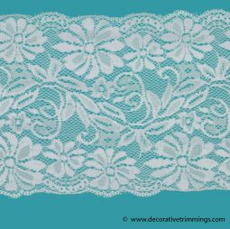 White 5 3/4 Inch Stretch Lace Galloon