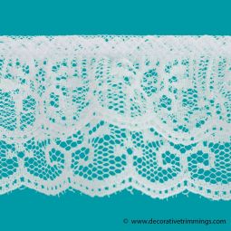 White 1 3/4 Inch 2 Tier Ruffled Lace Edge