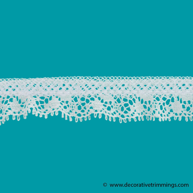 White 1/2 Inch Ruffled Dots Lace | Decorative Trimmings LLC