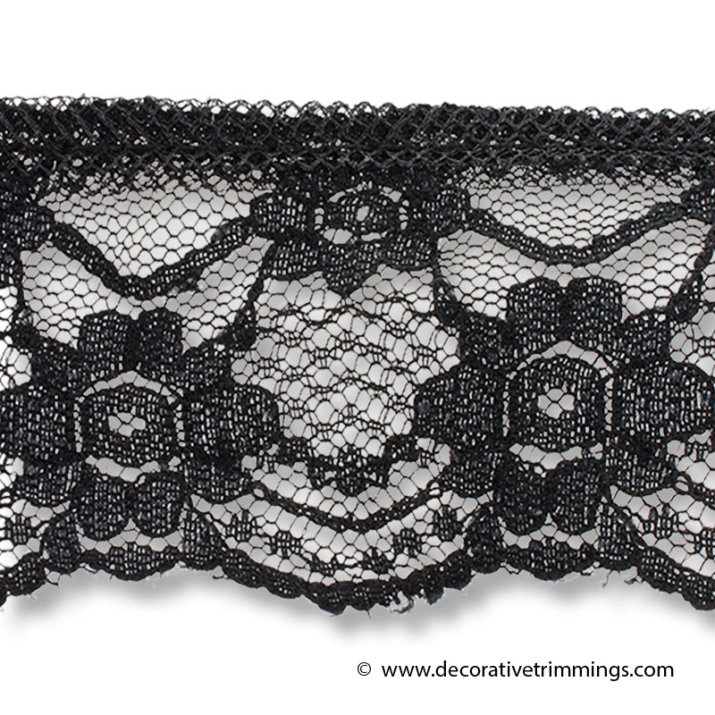 Black 2 Inch Daisy Raschel Lace | Decorative Trimmings LLC