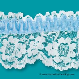 White/Blue 2 1/4 Inch Garter Lace