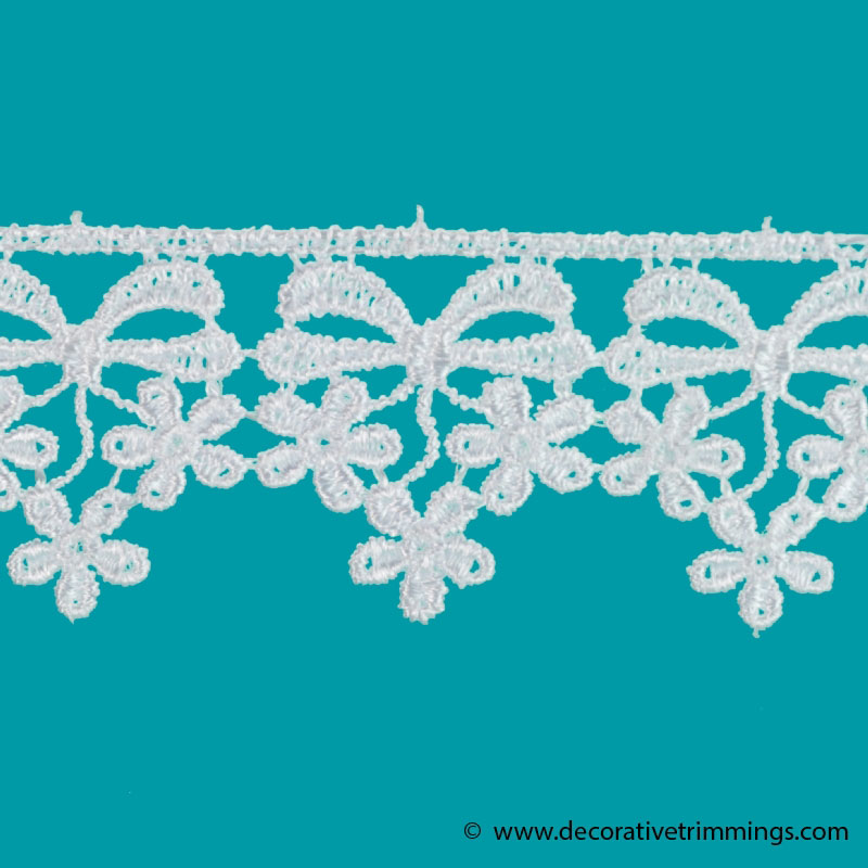 White Daisy Bow 1 1/4 Inch Venice Lace | Decorative Trimmings LLC