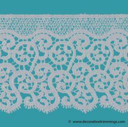 White 3 Inch Venice Scroll Work Galloon