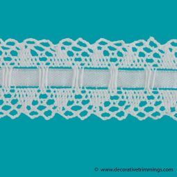 White 1 Inch Cluny Lace with Ribbon