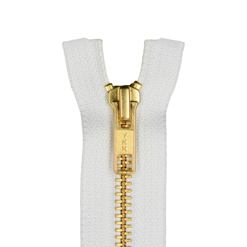 #5 YKK Metal Zipper Brass Finish, Closed End. YKK Zippers Are Considered by Many to Be The Best Zipper in The World and The Number One Brand Zipper